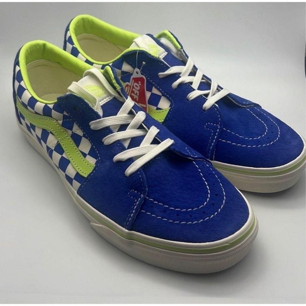 Vans SK8-Low checkerboard blue white green casual skate sneaker shoe NWB Men 9.5